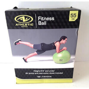 Athletic Works 55 CM Fitness Ball Exercise Balance Home Gym New With Pump